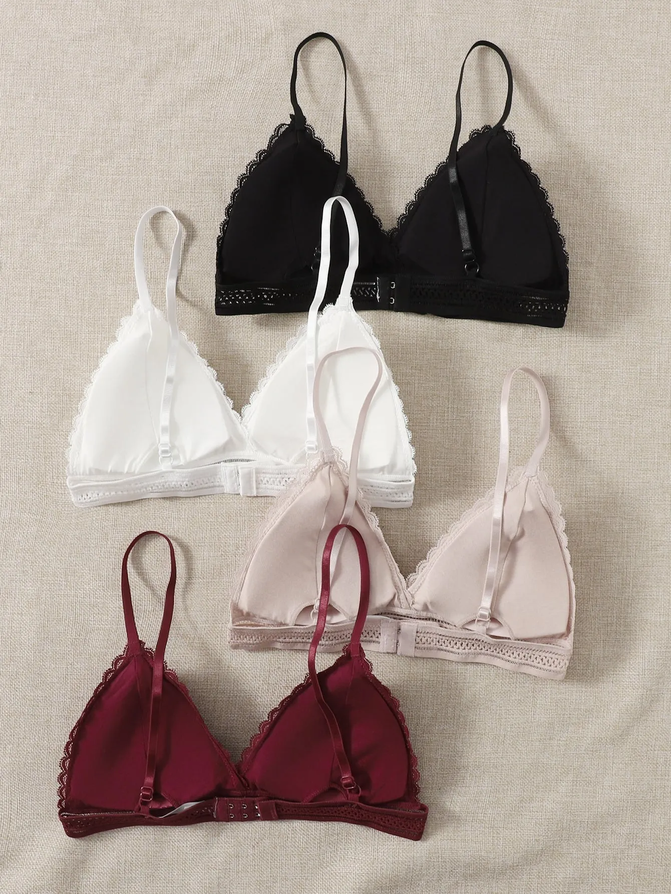 4pcs Lace Overlay Bralet