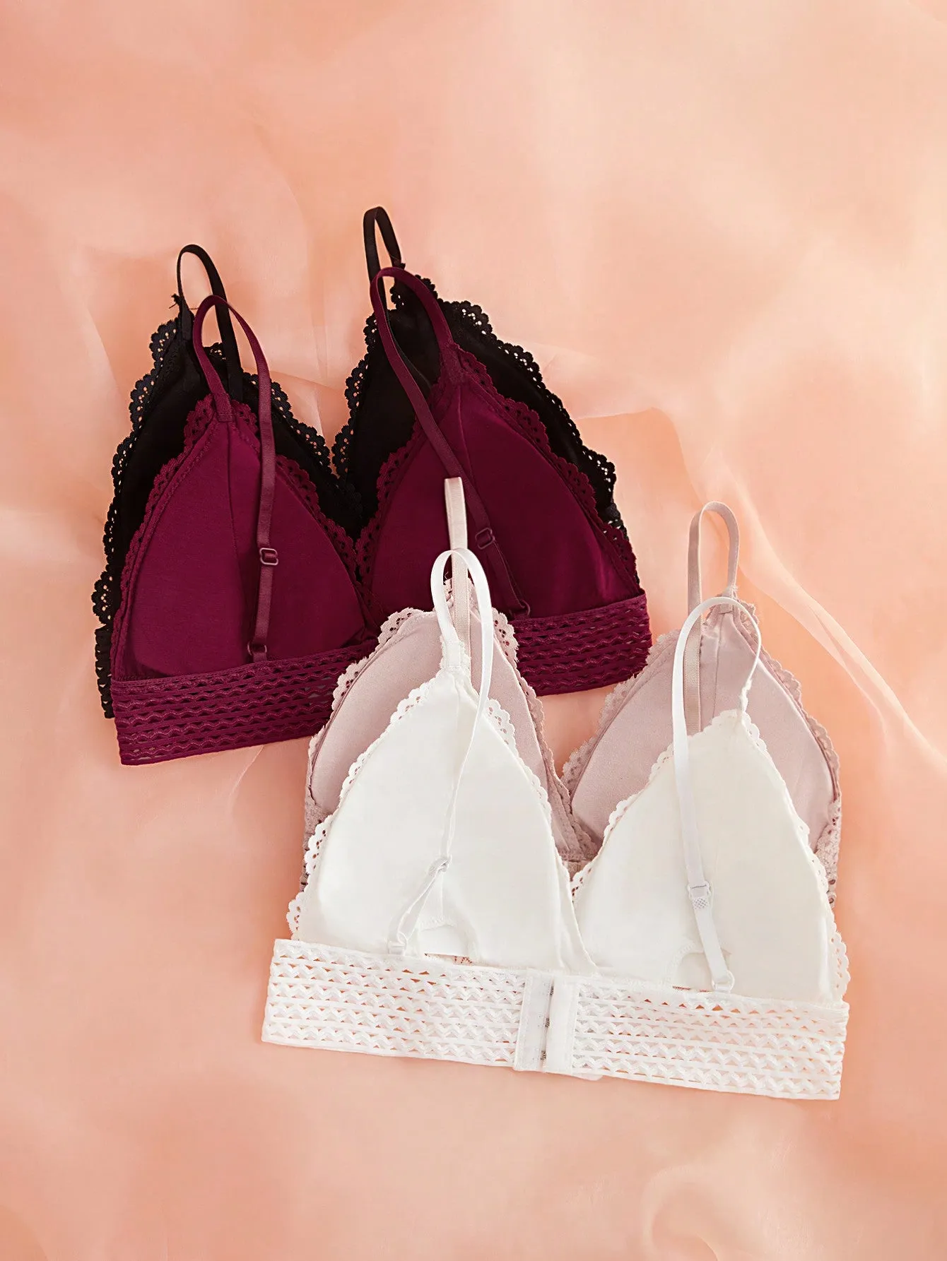 4pcs Lace Overlay Bralet