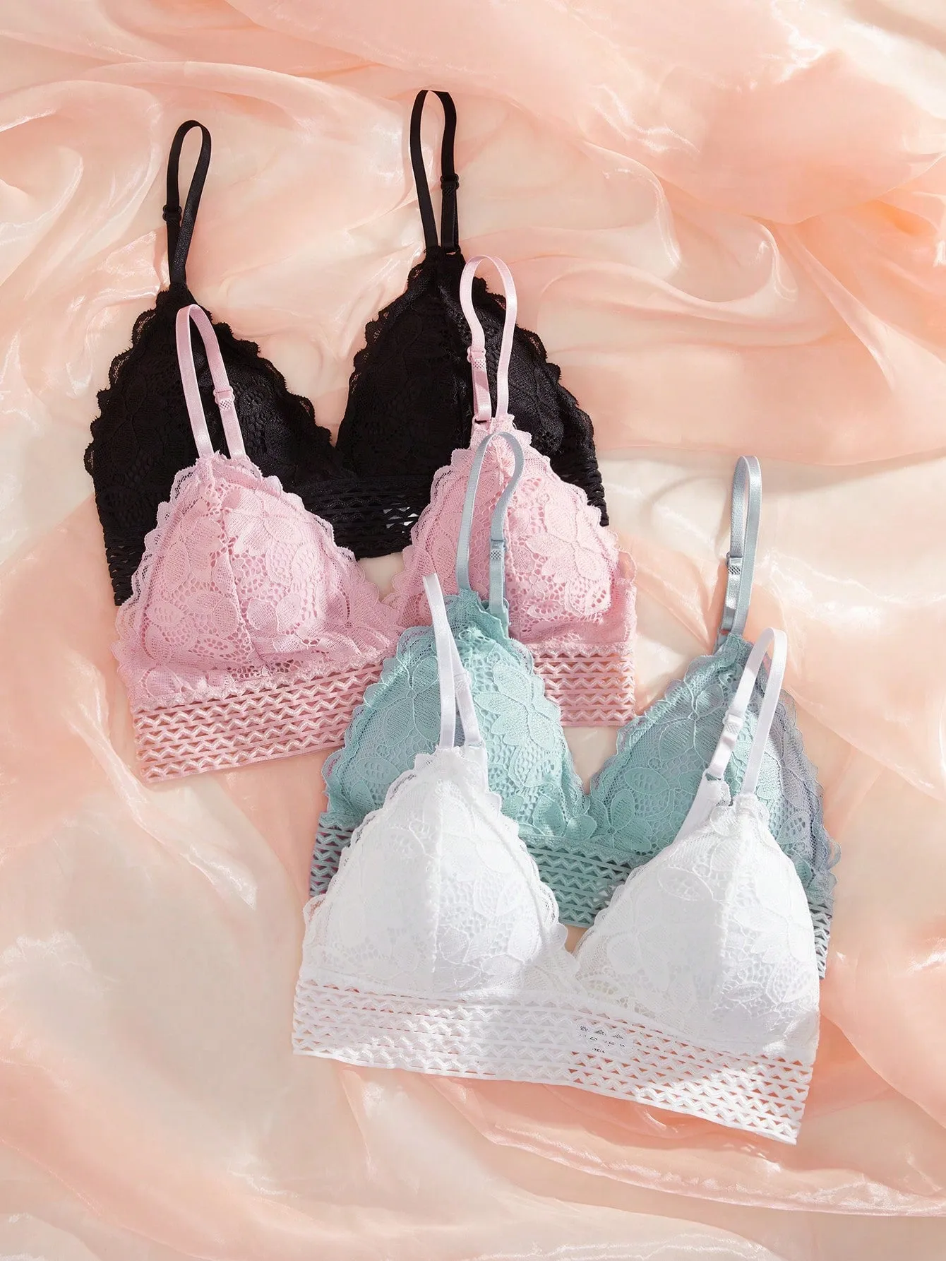 4pcs Lace Overlay Bralet