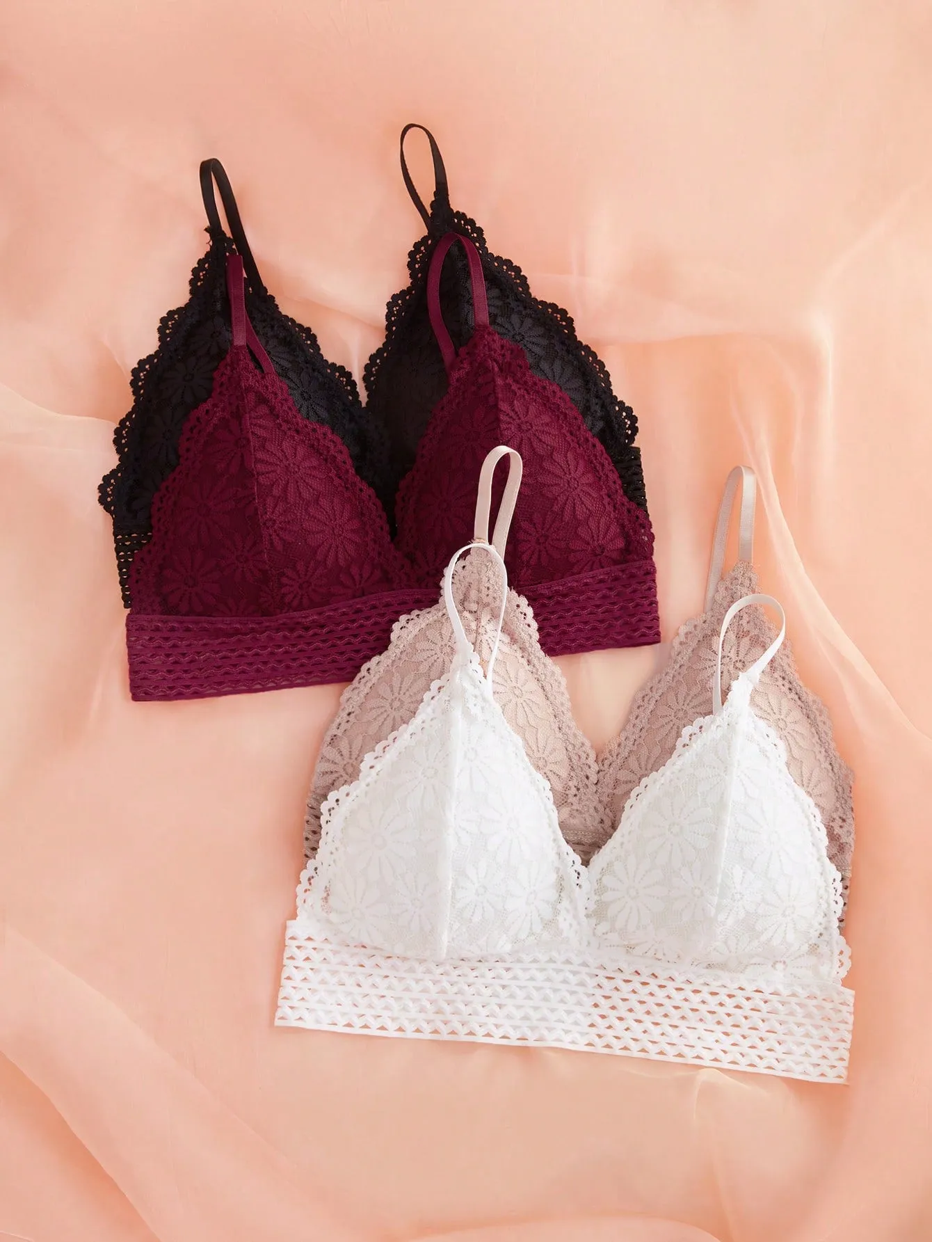 4pcs Lace Overlay Bralet