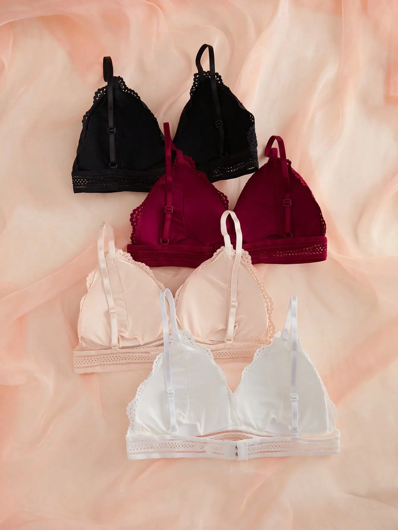 4pcs Lace Overlay Bralet