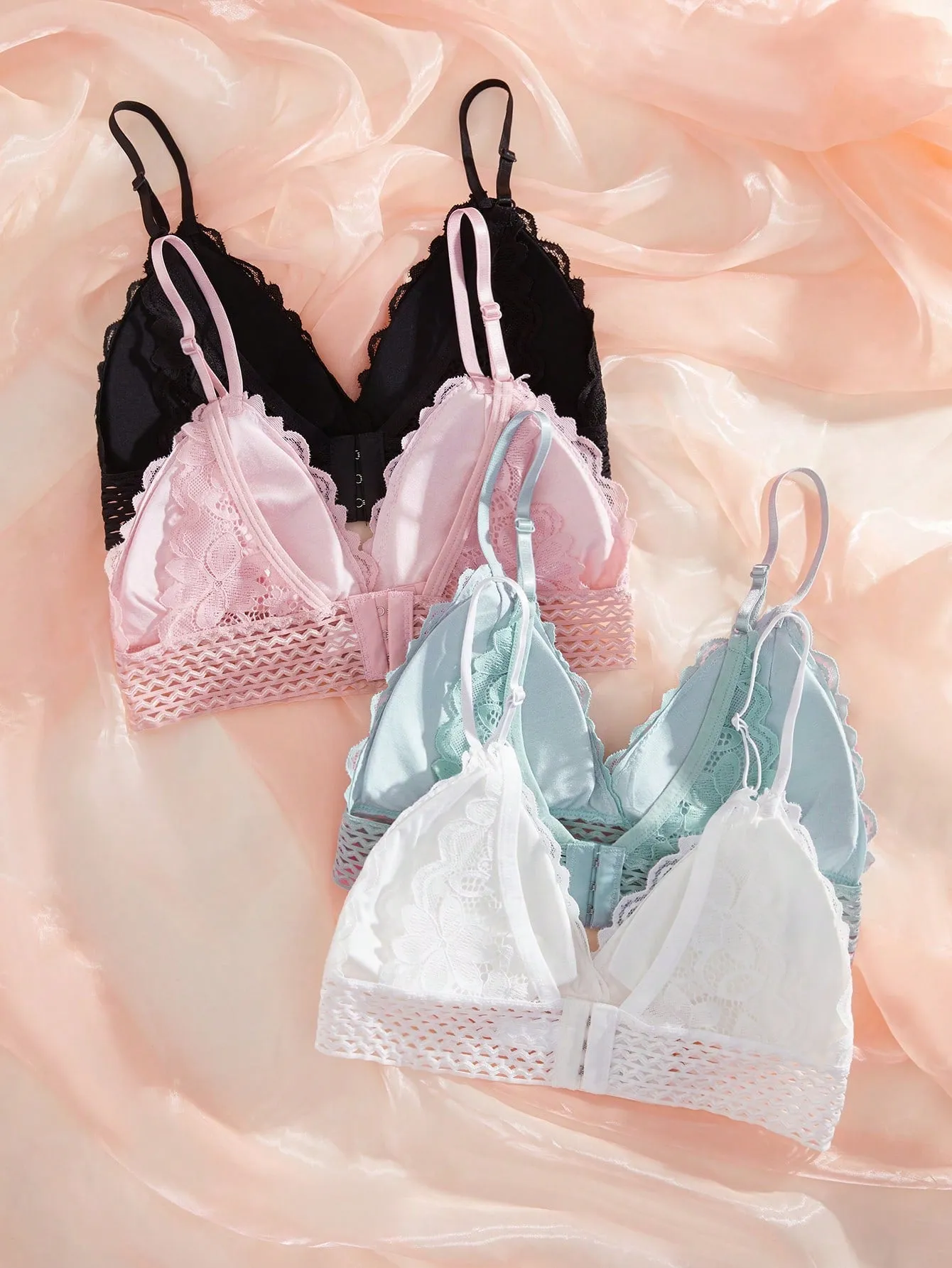 4pcs Lace Overlay Bralet