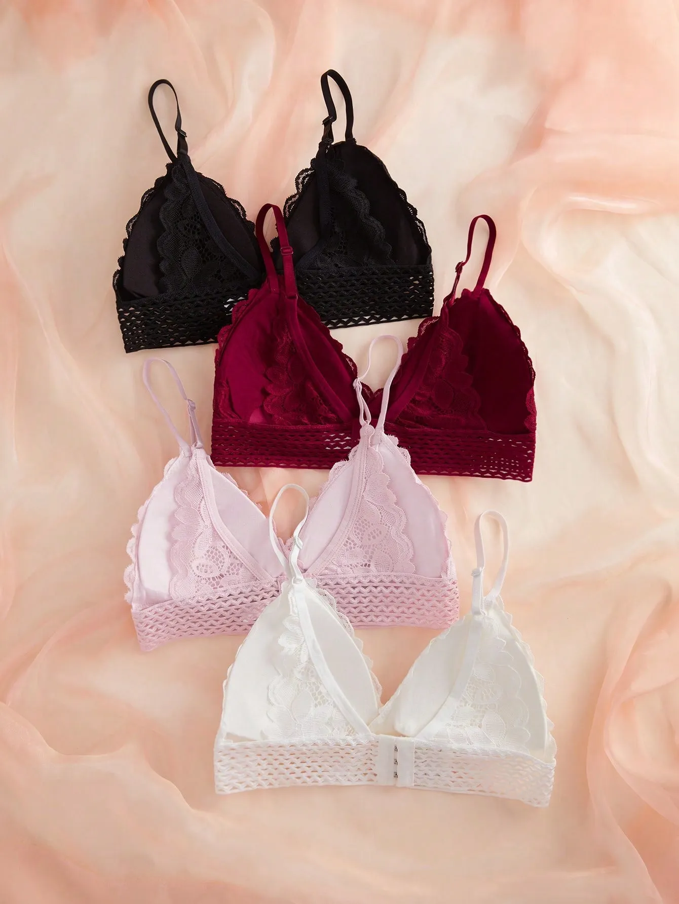 4pcs Lace Overlay Bralet
