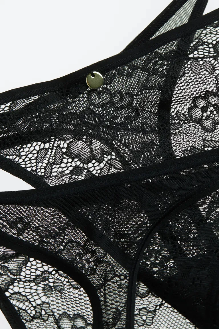 5 pairs of H&M lace thongs, black