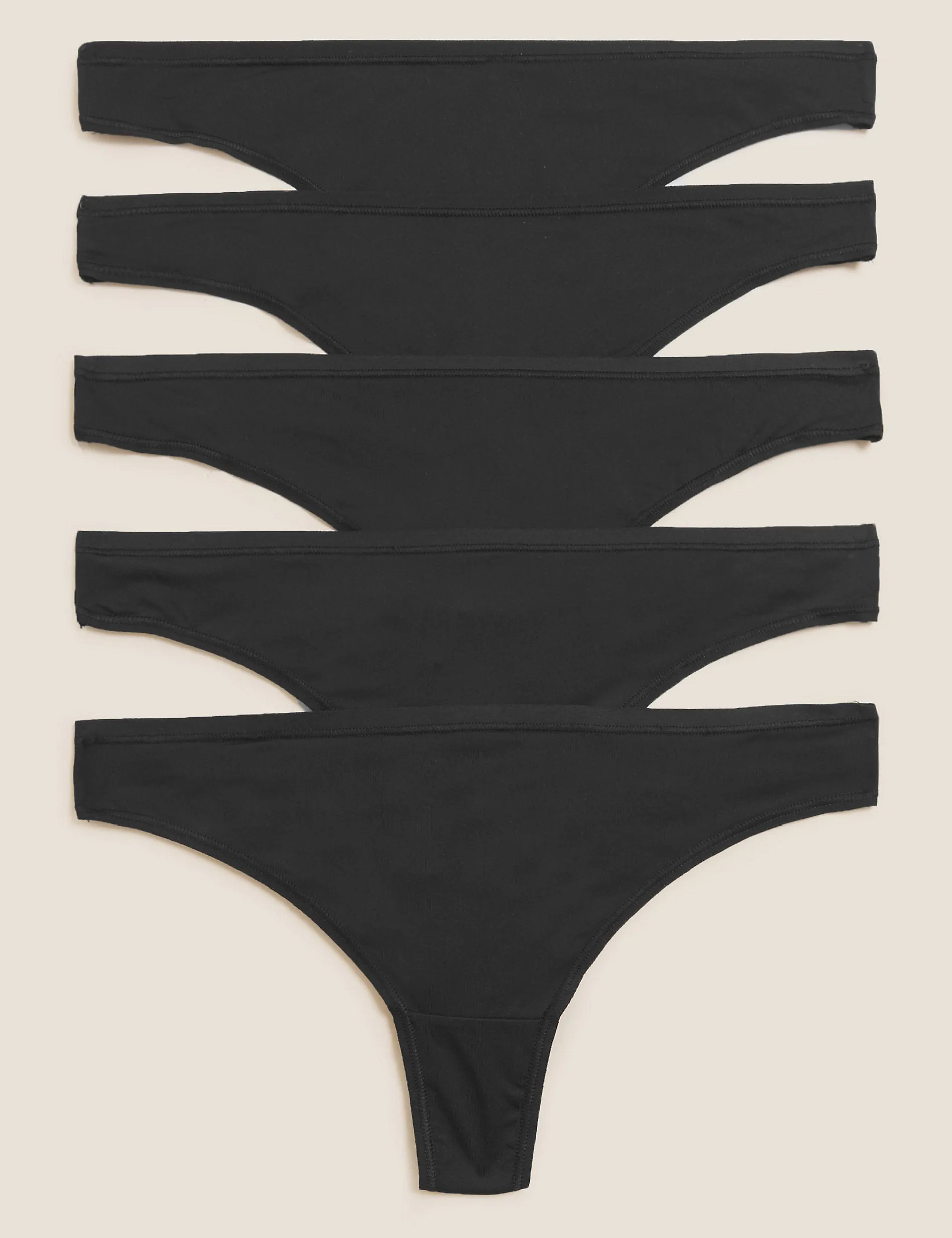 5 pcs. Marks & Spencer low rise microfiber thong No VPL, black