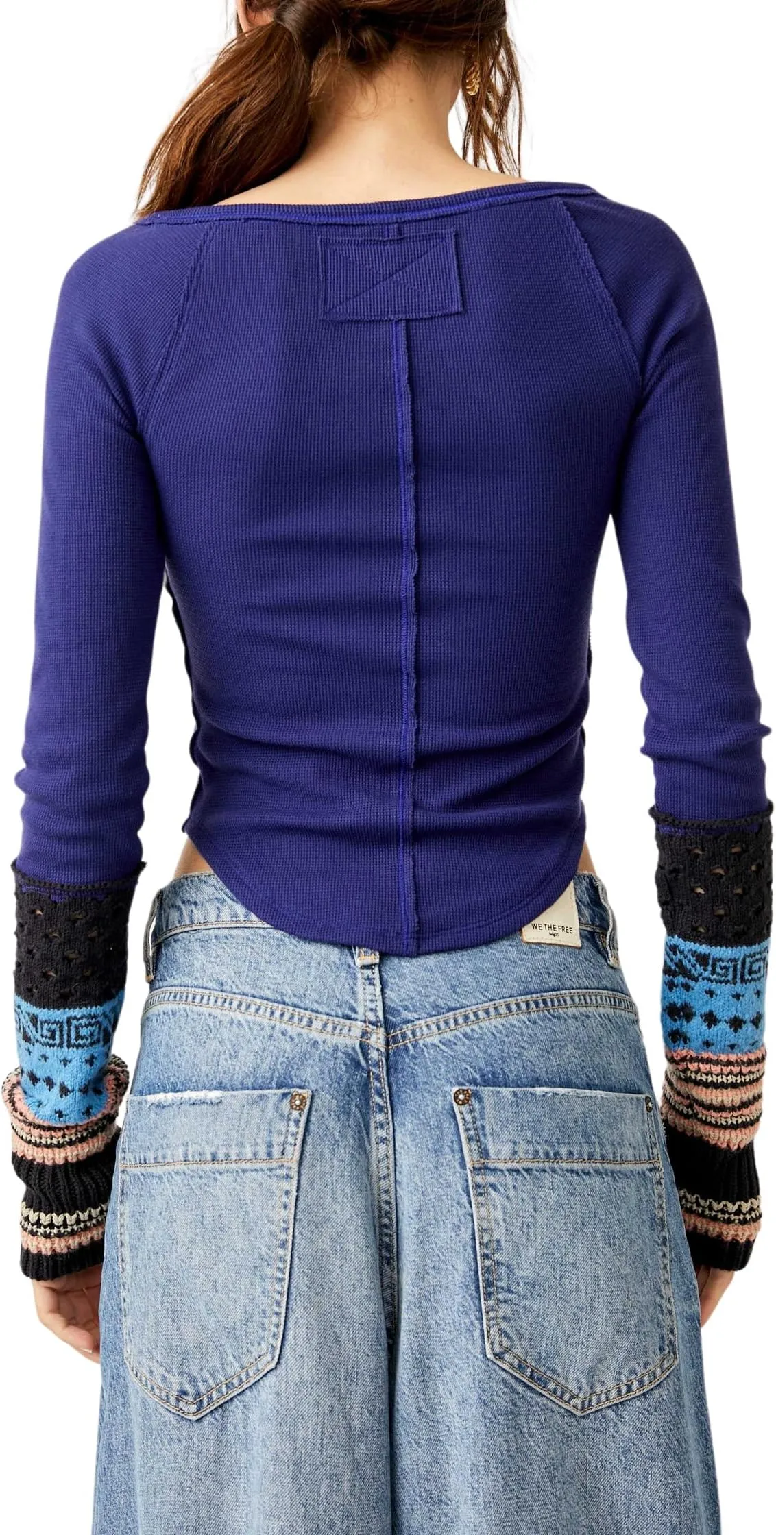 Cozy Craft Cuff Free People Sweater, Navy Combo