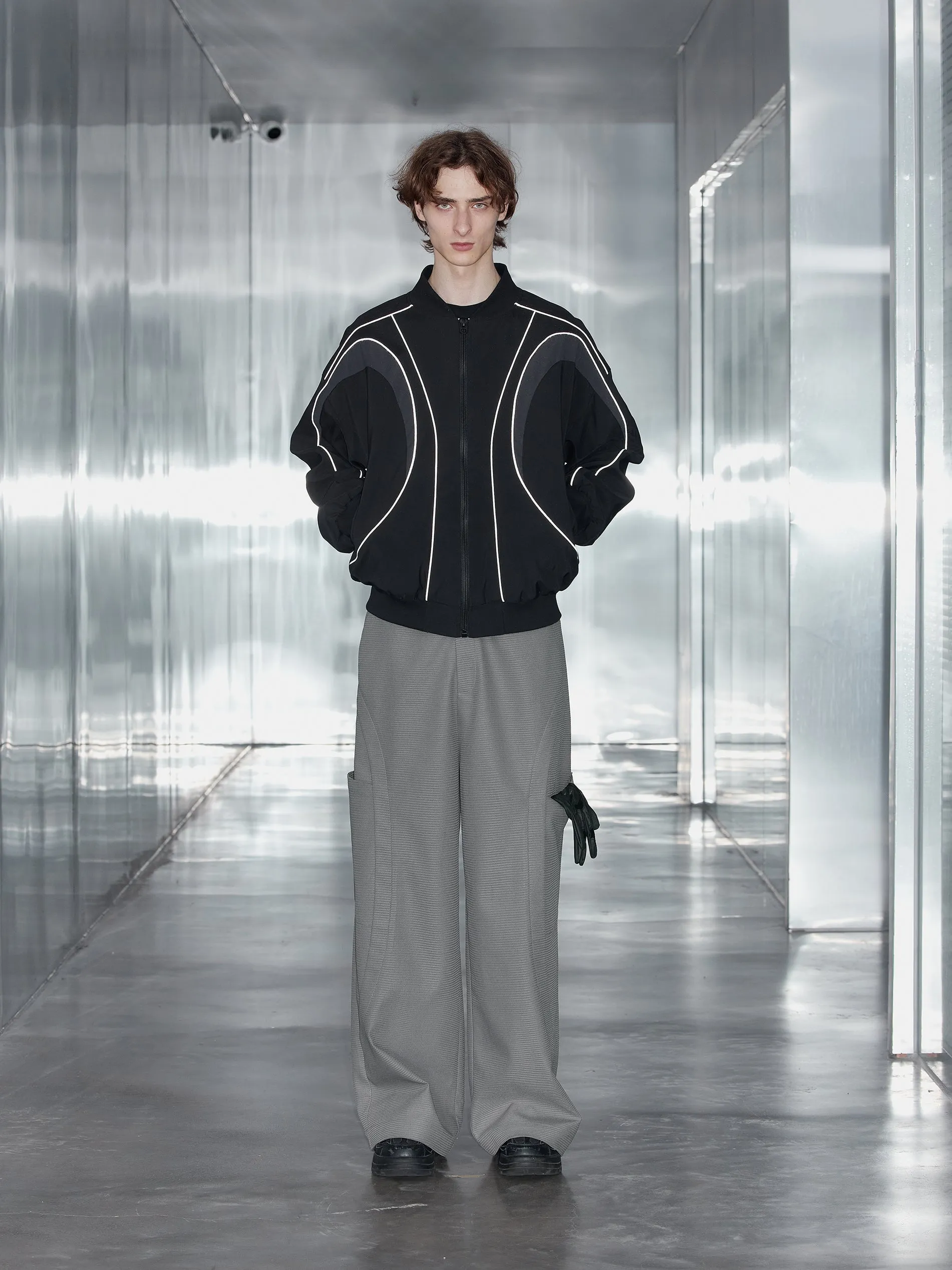 Curved Pleated Pocket Casual Pants