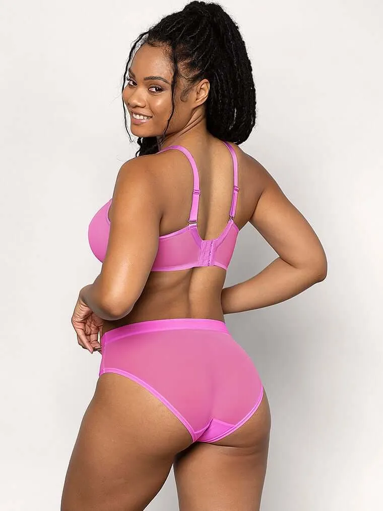 Curvy Couture Sheer Mesh Short Briefs, Pink