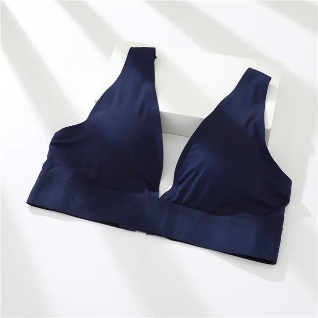 FINETOO Deep V Sexy Women Seamless Bra Lingerie Push Up Bralette Backless Brassiere S-XL Sports Top Bras Female Pad Underwear