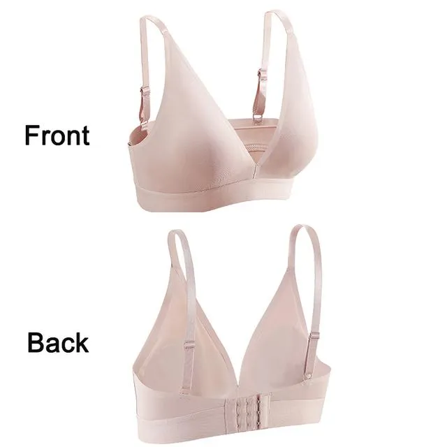 FINETOO Deep V Sexy Women Seamless Bra Lingerie Push Up Bralette Backless Brassiere S-XL Sports Top Bras Female Pad Underwear