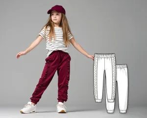 Girls Ruffle Jogger Pants PDF Sewing Pattern, Cuffed Sweatpants with Frill Detail, Side Pockets, Easy DIY Pattern for Toddlers