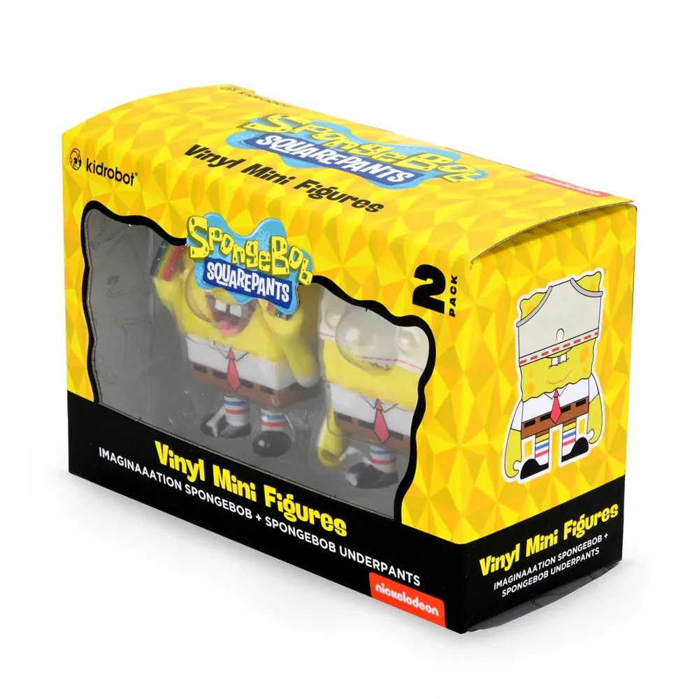 KIDROBOT IMAGINATION SPONGEBOB SQUAREPANTS & SPONGEBOB UNDERPANTS VINYL FIGURE 2-PACK
