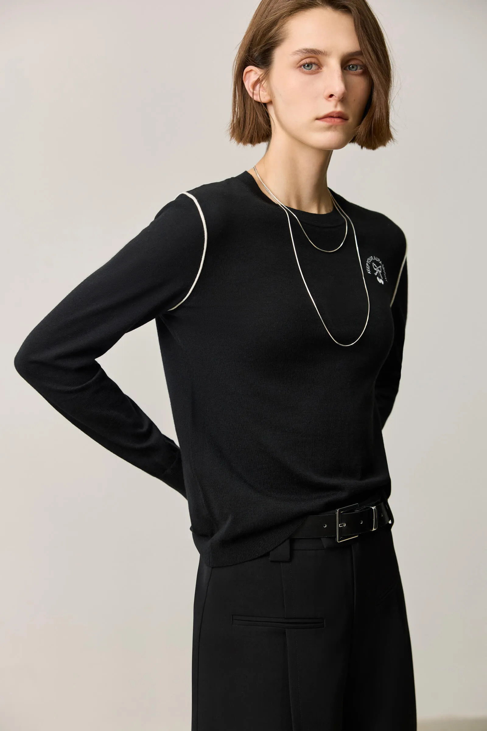 LILY Embroidered Crew Neck Pullover