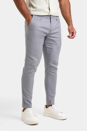 Linen Blend Cropped Pleated Pants in Mole