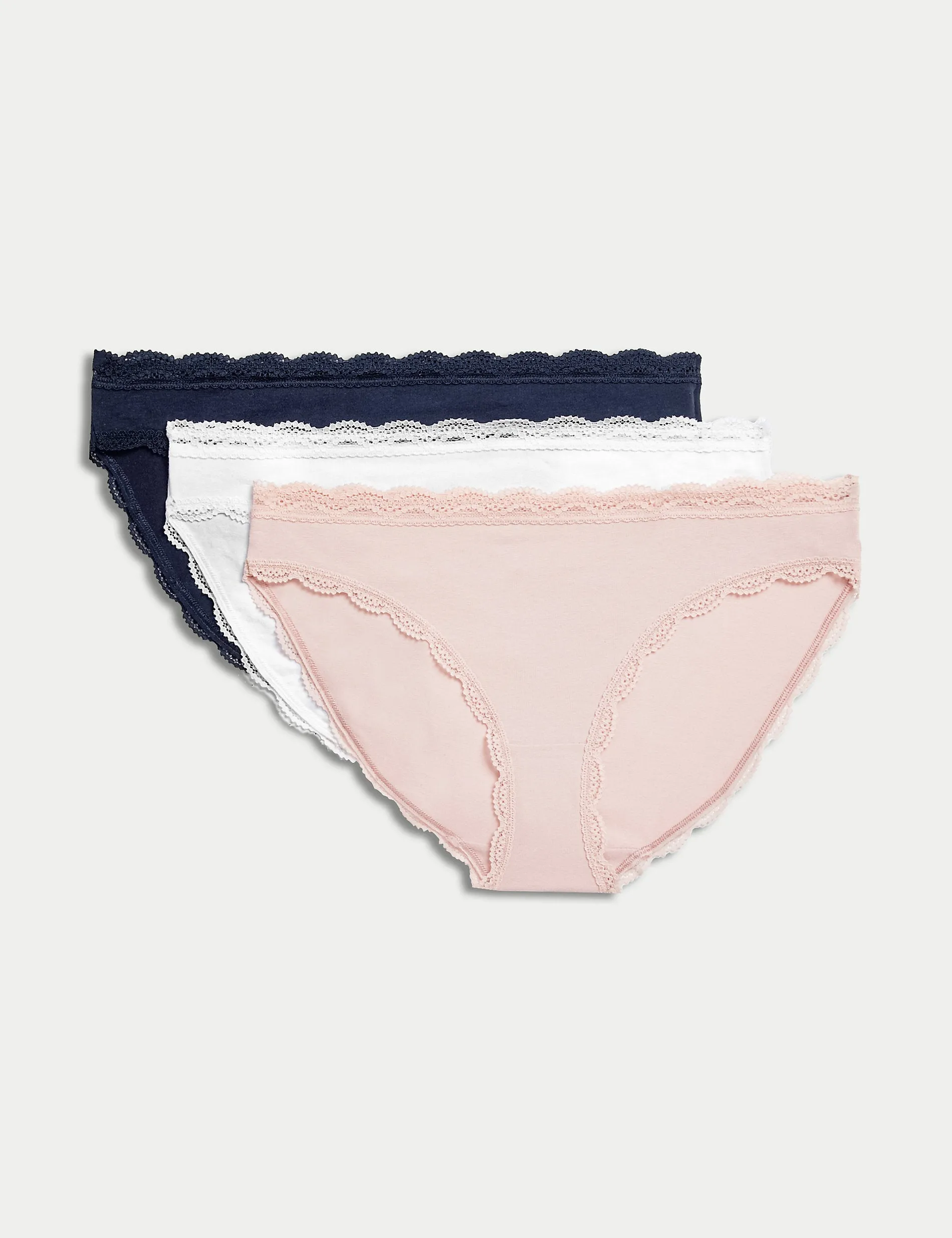 Marks & Spencer 3-Pair Cotton and Lace Bikini Briefs
