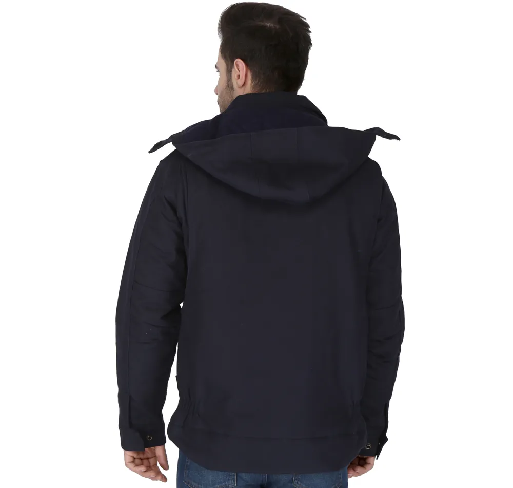 Men's Navy Forge FR Insulated Duck Jacket W/ Detachable Hood MFRIJDH