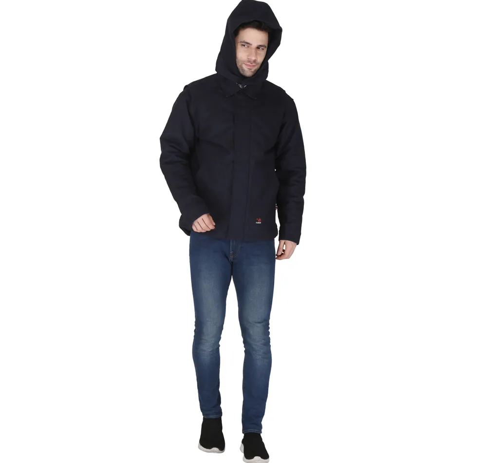 Men's Navy Forge FR Insulated Duck Jacket W/ Detachable Hood MFRIJDH