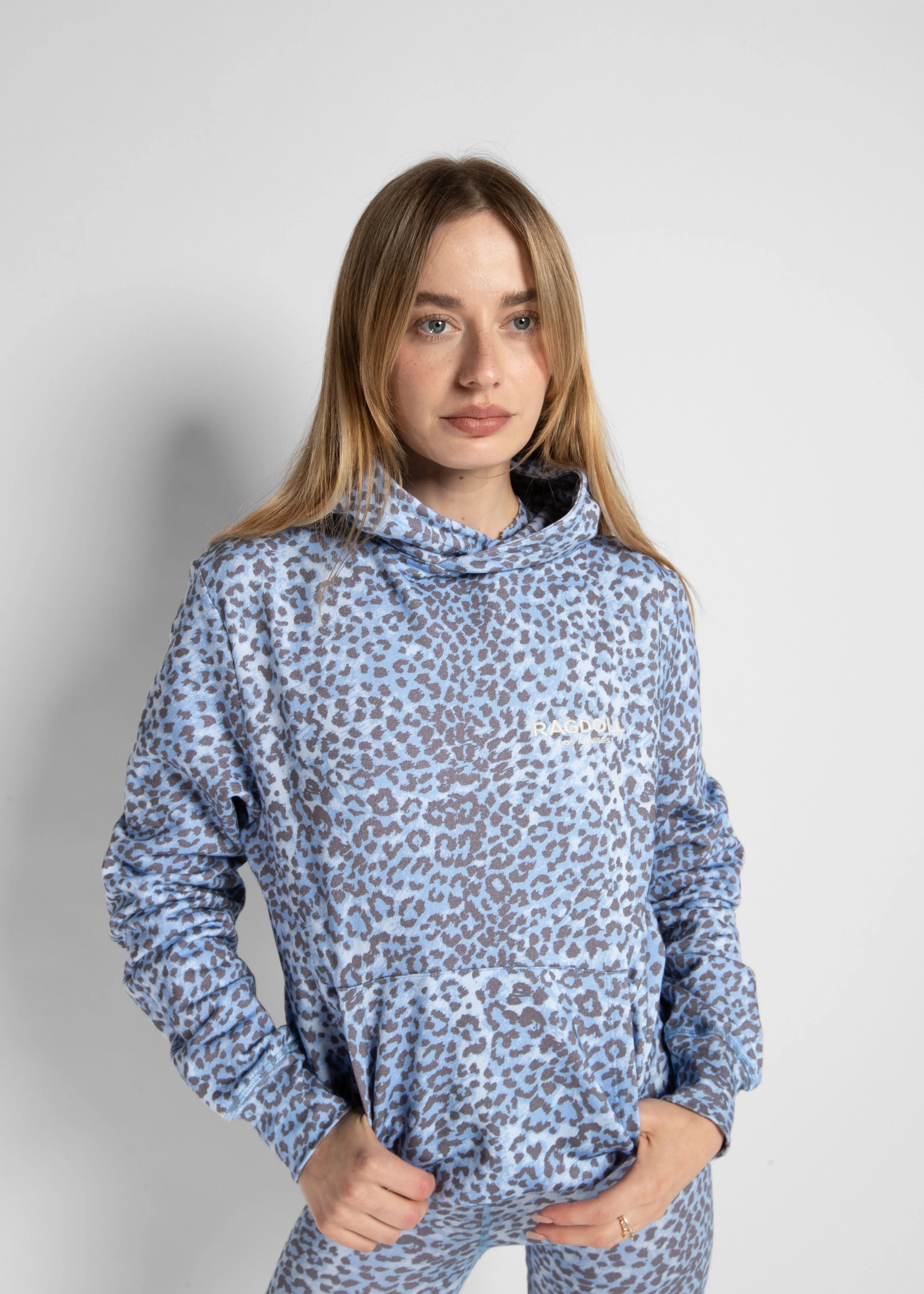 OVERSIZED HOODIE - LEOPARD BLEU