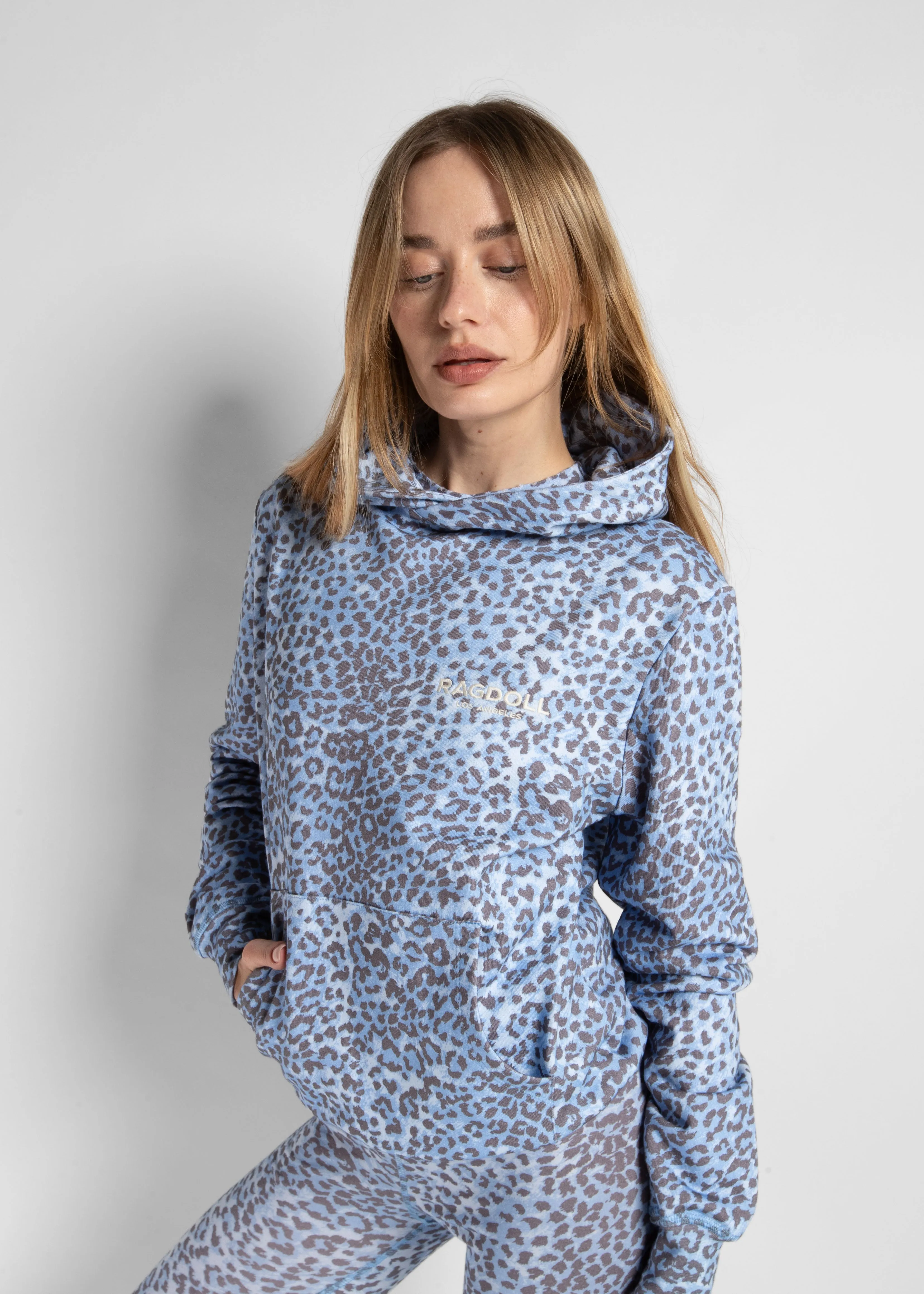 OVERSIZED HOODIE - LEOPARD BLEU