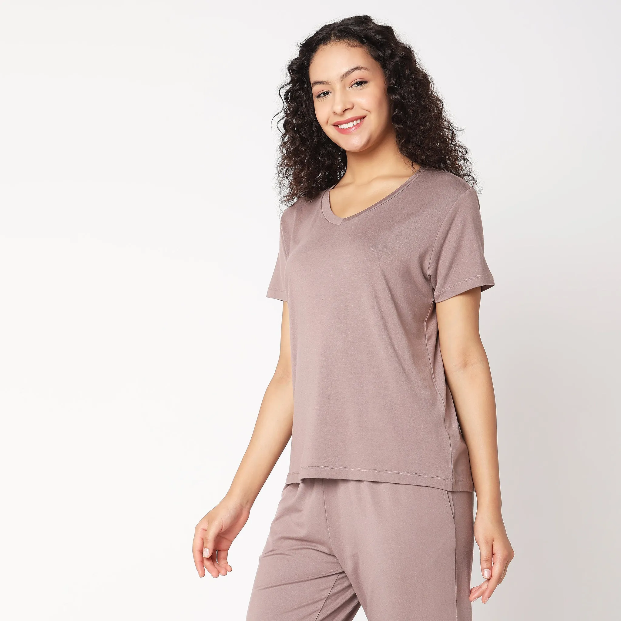 Regular Fit Solid Lounge Top