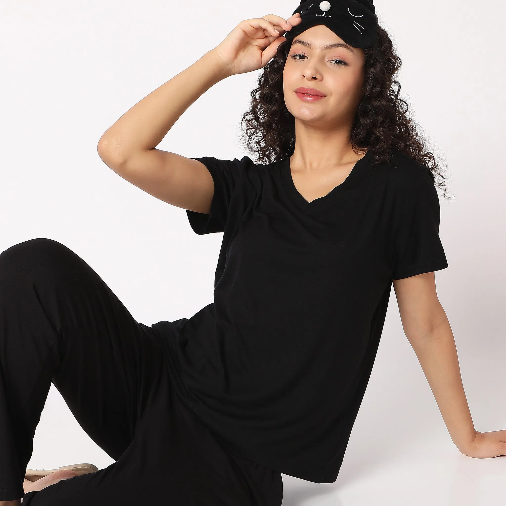 Regular Fit Solid Lounge Top