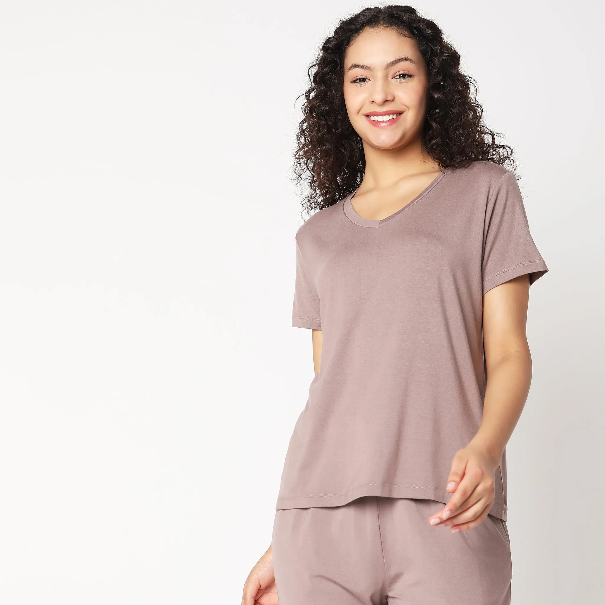 Regular Fit Solid Lounge Top