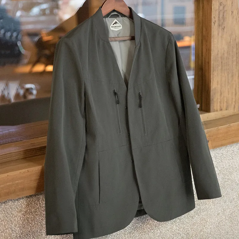 Retro Grey Techwear Suit Jackets Casual Outwears