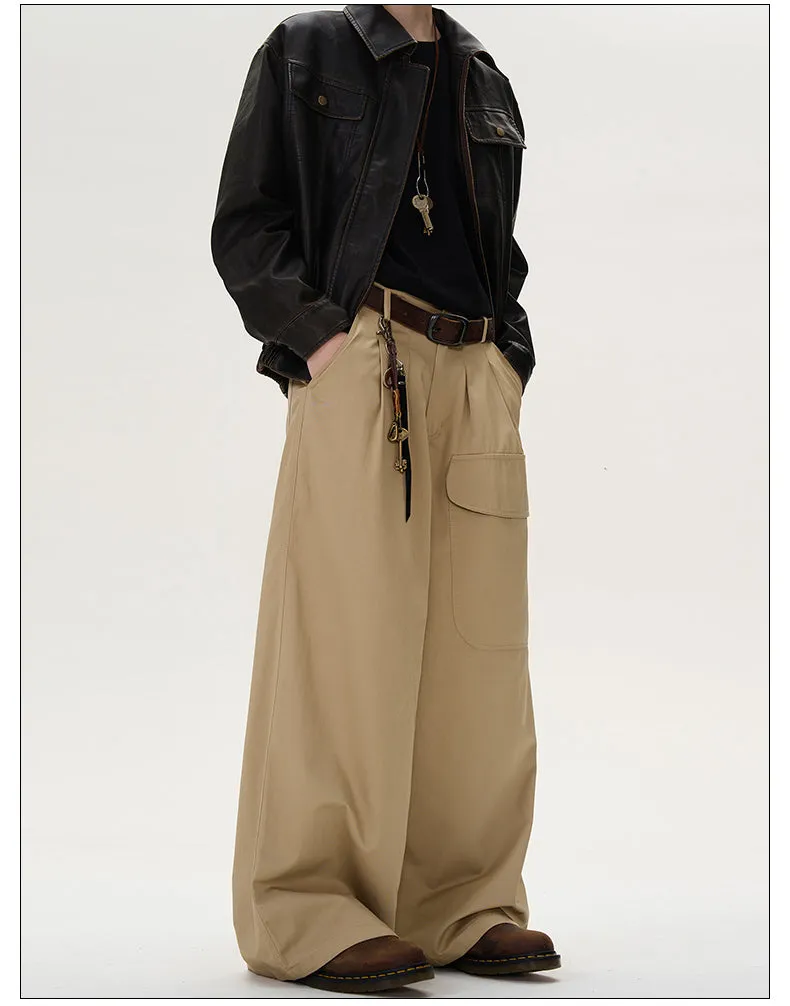 Retro Large Pocket Casual Pants
