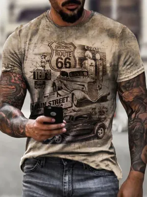 Retro Motorcycle Route 66 Casual T-Shirt