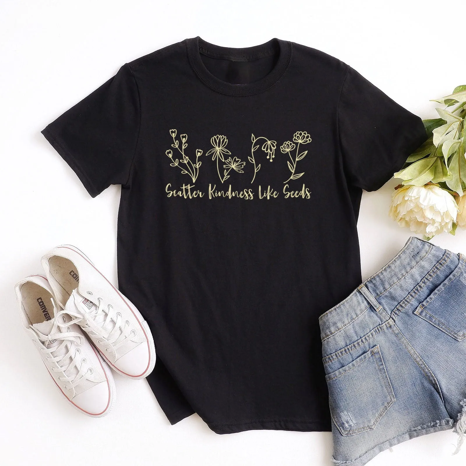 Scatter Kindness Like Seeds Tee Shirts For Women - Christian Shirts for Women - Religious Tee Shirts