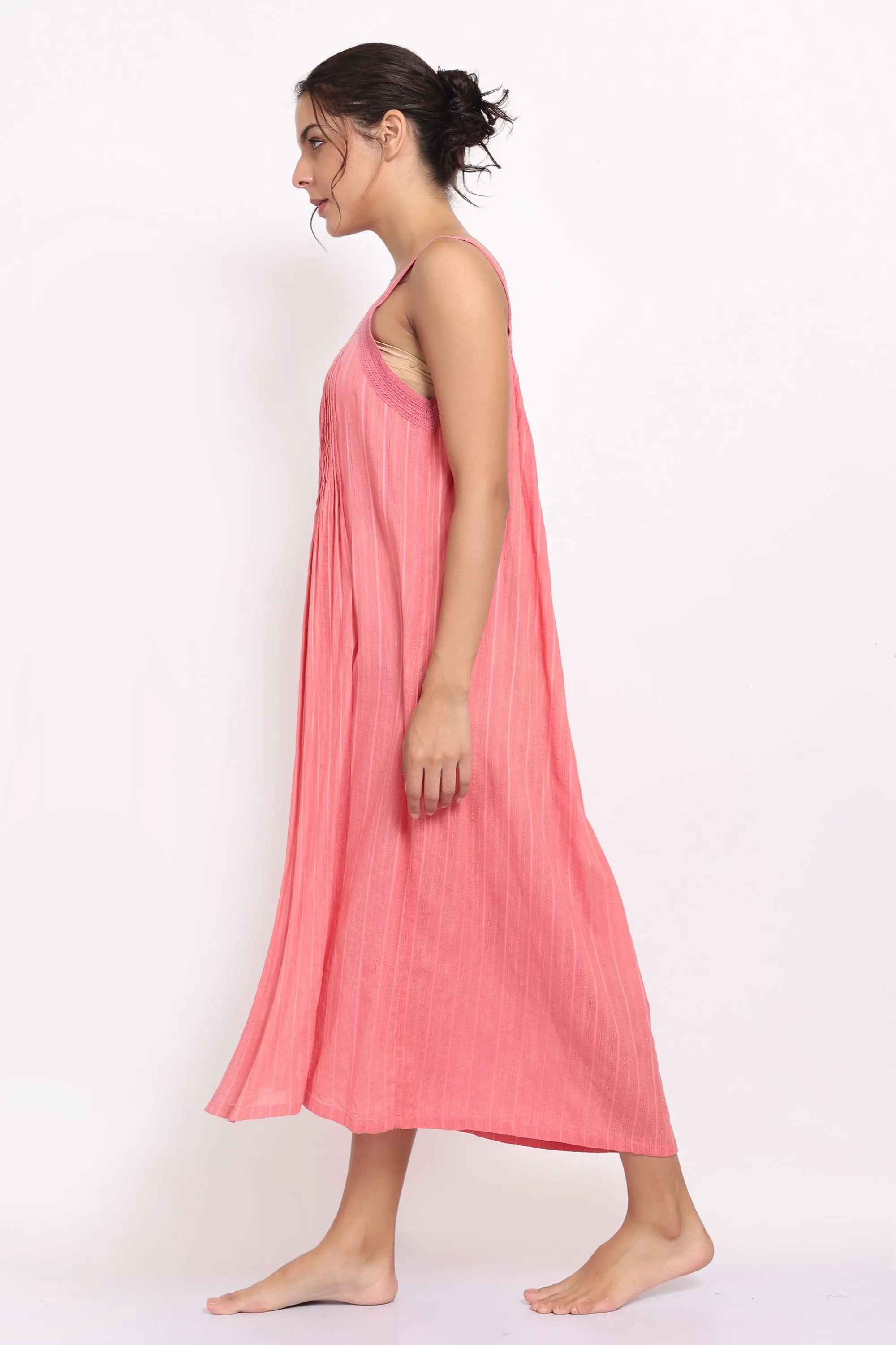 Self Stripe Strappy Nightie Coral