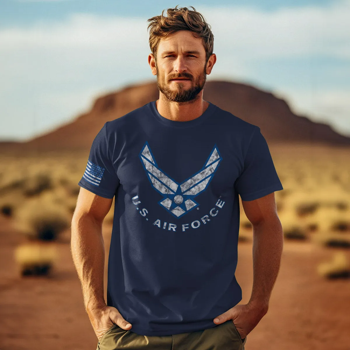US Air Force 'Flight' 7.62 Design Men's T-Shirt Navy