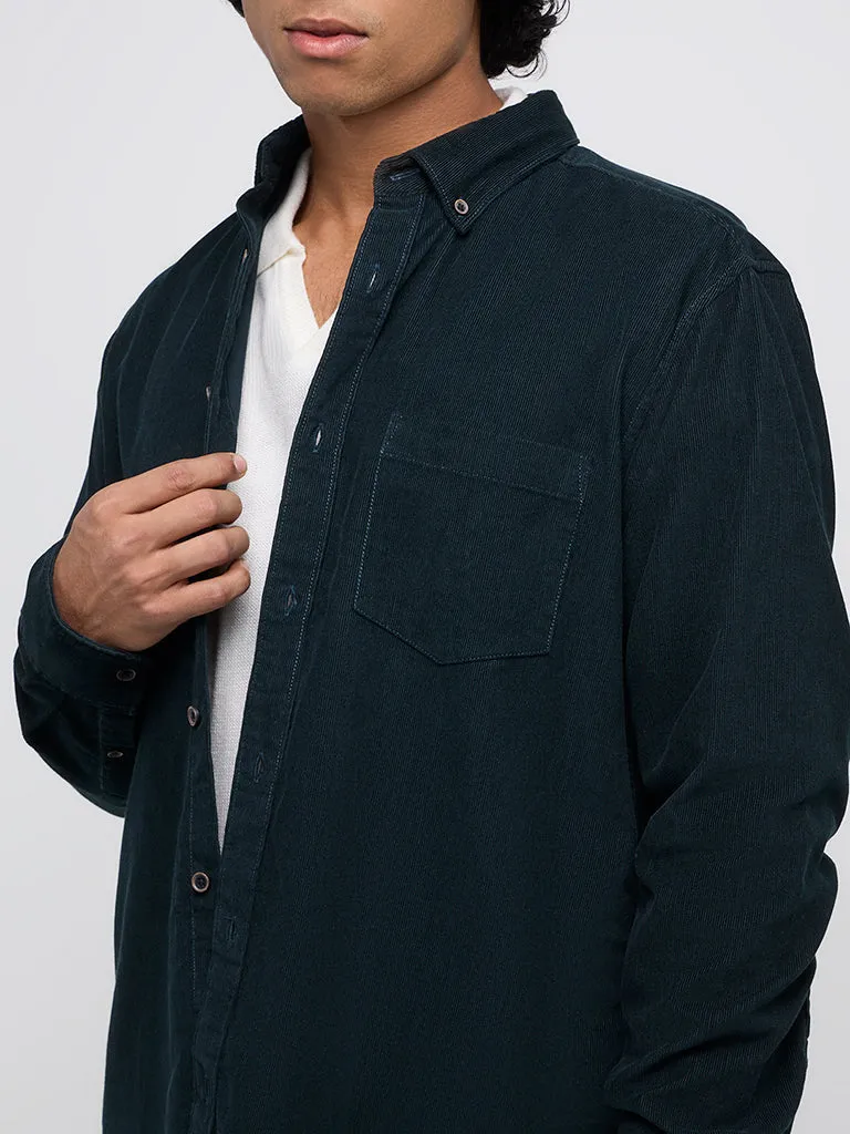 WES Casuals Dark Green Relaxed-Fit Cotton Shirt