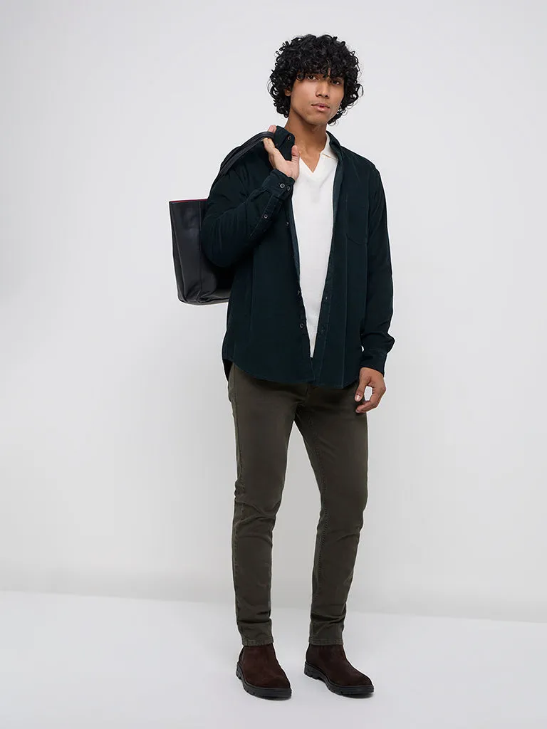 WES Casuals Dark Green Relaxed-Fit Cotton Shirt