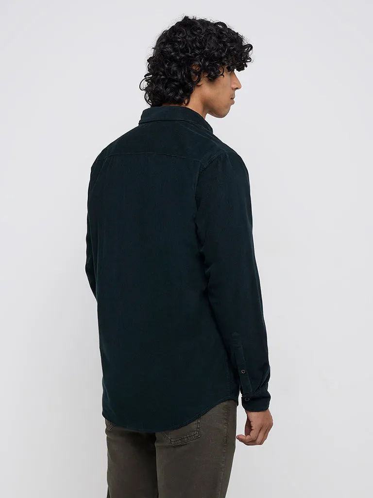 WES Casuals Dark Green Relaxed-Fit Cotton Shirt