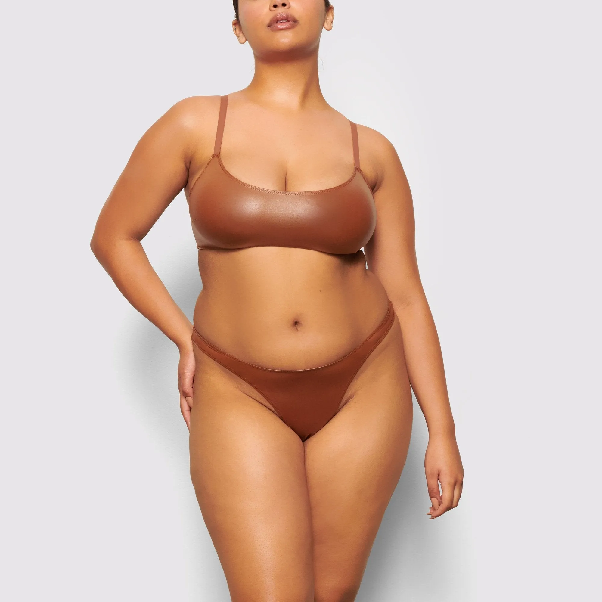 WET JERSEY SCOOP BRALETTE | COPPER